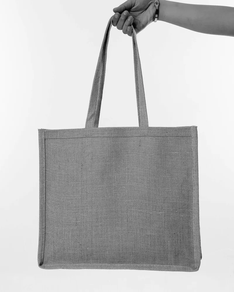 Sac fourre-tout en jute avec l’aperçu de votre marque